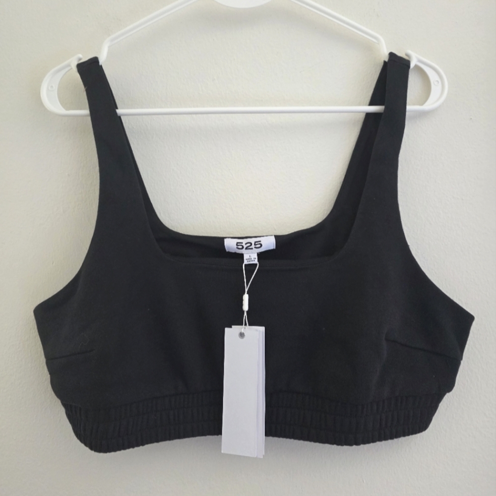 525 America Black Sweatshirt‎ Material Bralette Sz Large